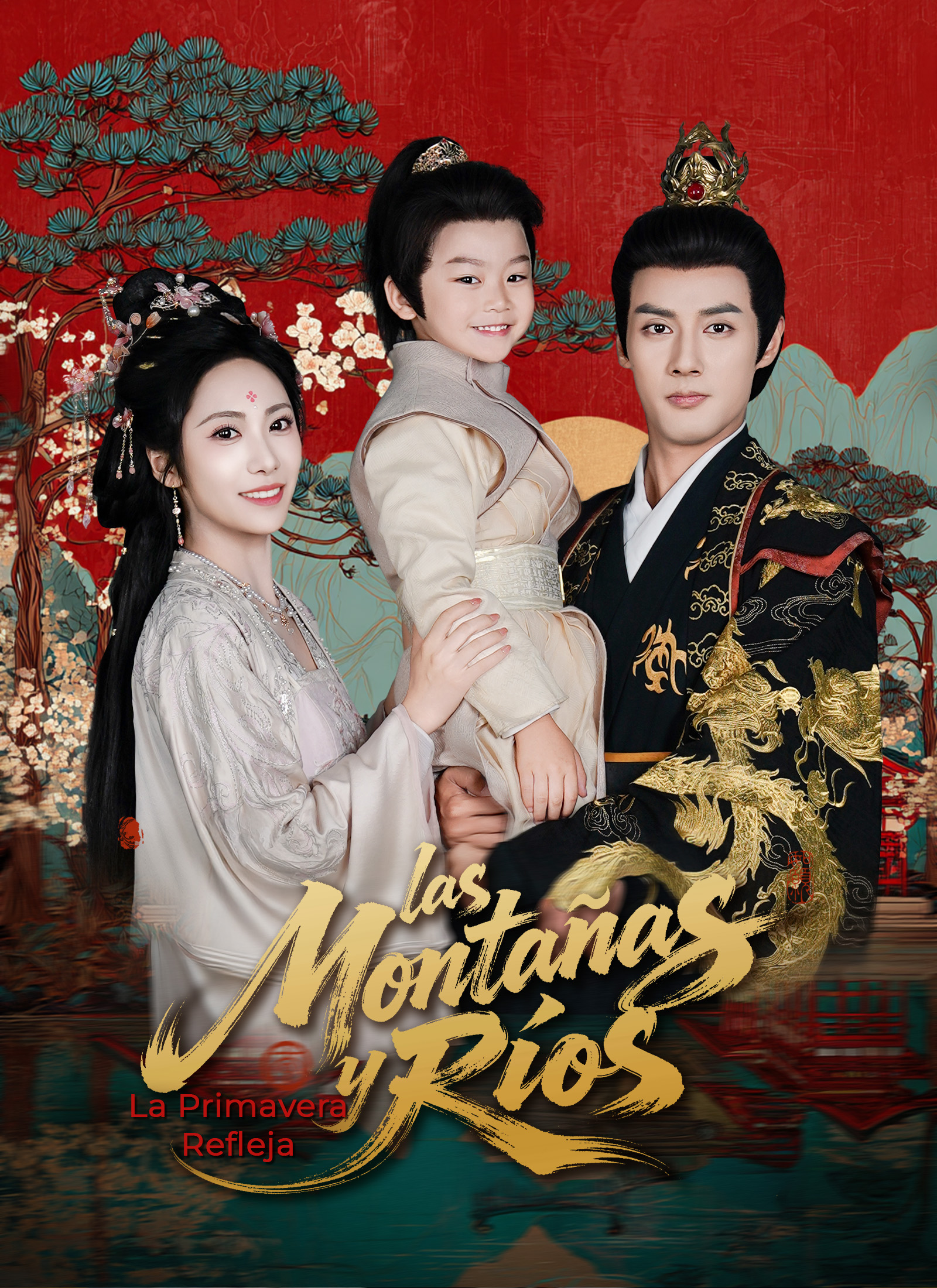 La primavera refleja las montañas y ríos